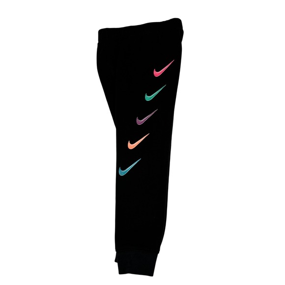 Nike Kids Black Jogger Sweatpants Multi Color Swoosh Logo Youth 5–6 Years - Picture 3 of 12